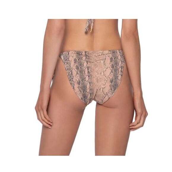 Pilyq PQ Swim Snakeskin Python Reversible Bikini Bottoms Size Medium Tan Brown - Picture 3 of 7